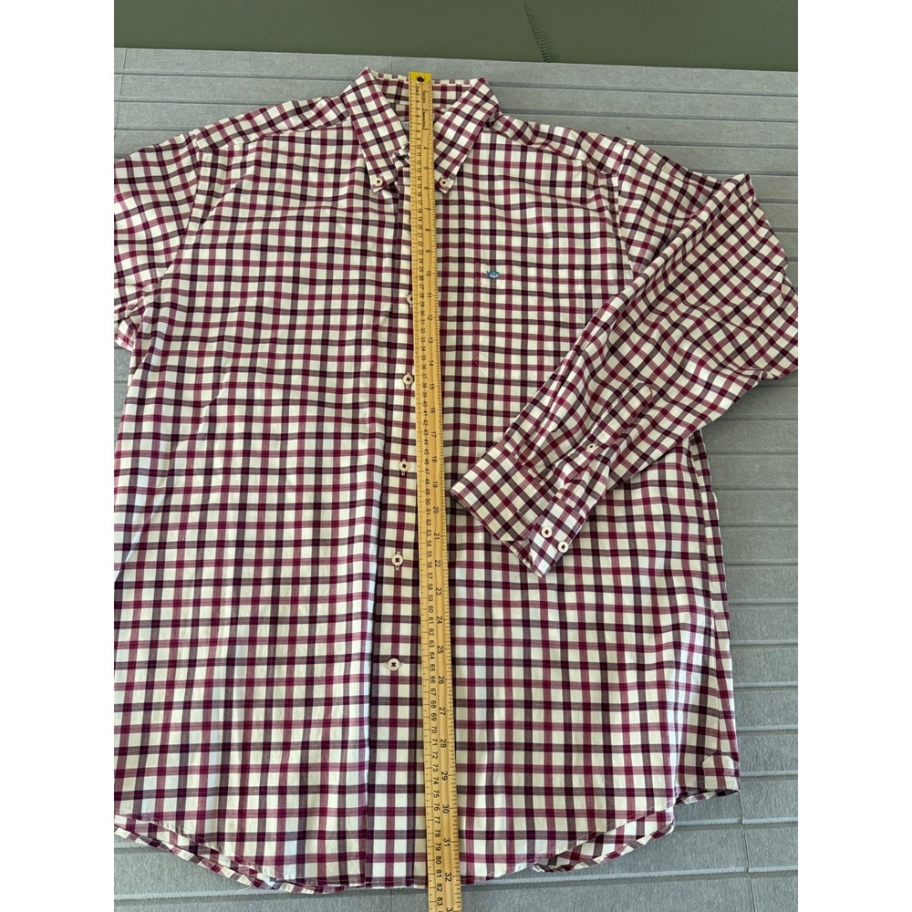Southern Tide Mens Classic Fit Gingham Button Down Shirt Burgundy White Large - Picture 8 of 10